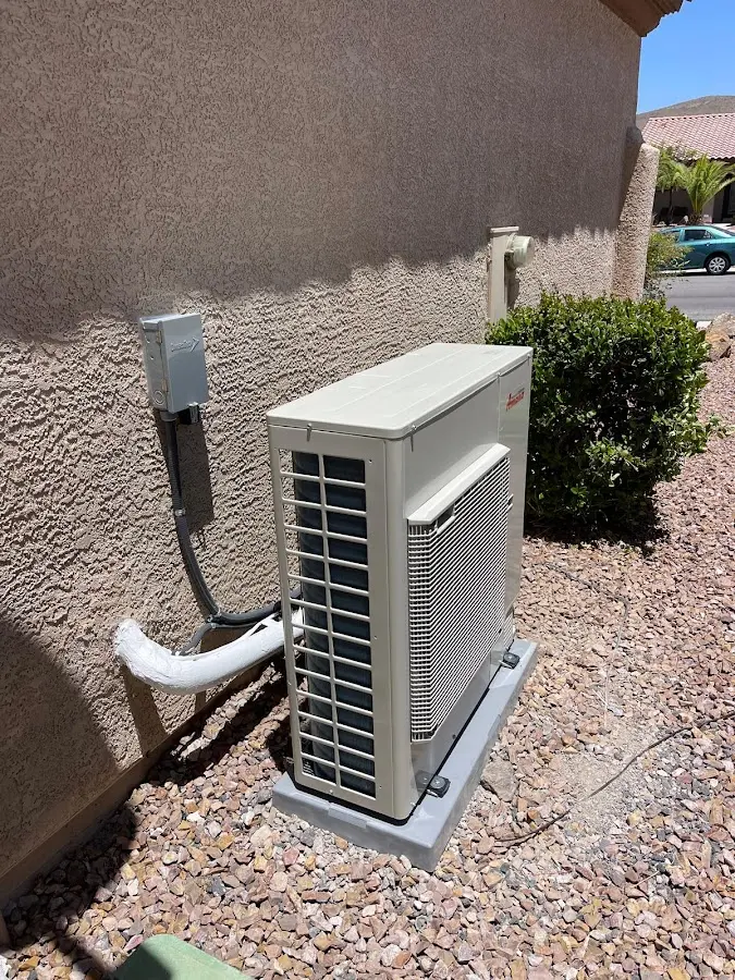 Residential air conditioning condenser unit in Calexico
